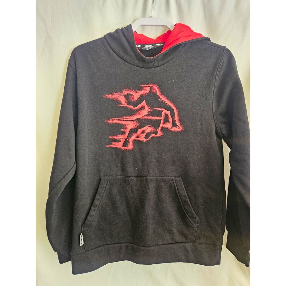 AND1 Hoodie Boys 18 Black Excellent Streetball Graphic Pullover ANB253FH05